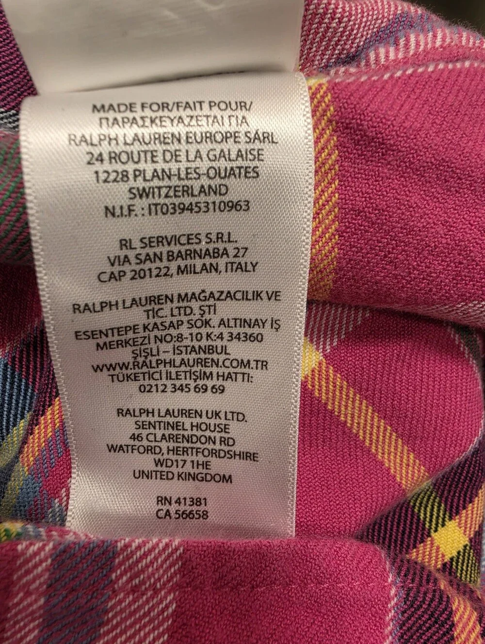 Polo Ralph Lauren Girl's Pink Plaid Button-Down Shirt Dress Size 14